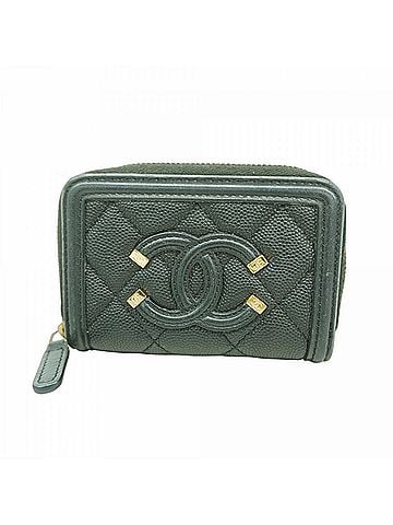 Chanel Chanel CC Filigree Caviar Leather Wallet/Coin Case, Black, for Women (view 1)