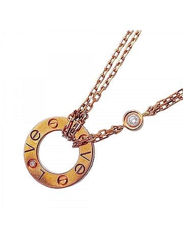 Cartier Cartier Love Circle Necklace, 1PD (18K Pink Gold), Diamond, Women's (view 1)