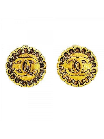 Chanel Chanel Earrings, Coco Mark Circle, GP Plated Gold, Women's (view 1)