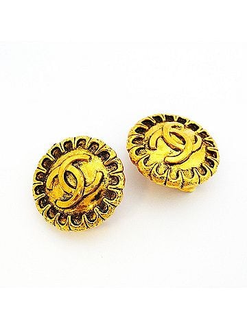 Chanel Chanel Earrings, Coco Mark Circle, GP Plated Gold, Women's (view 2)
