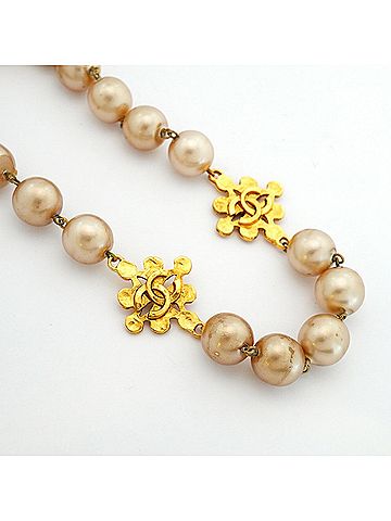 Chanel Chanel Necklace, Coco Mark, GP Plated, Faux Pearl, Gold, Women's (view 2)