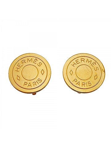 Hermès Hermes Earrings, Sellier, GP Plated, Gold, Women's (view 1)