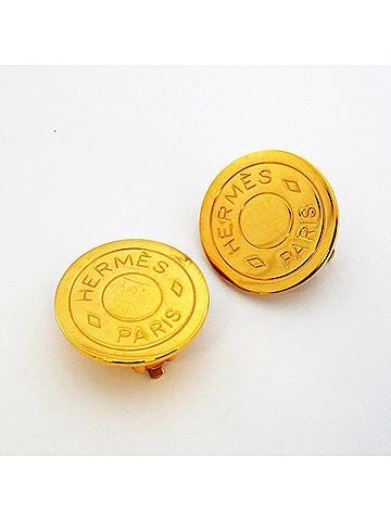 Hermès Hermes Earrings, Sellier, GP Plated, Gold, Women's (view 2)