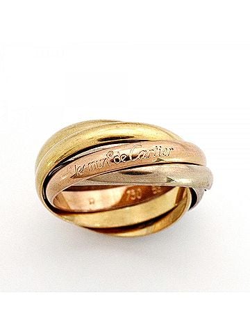 Cartier Cartier Trinity Ring, 5-Ring Small Model, 18K Yellow Gold (KYG), White (18KWG), Pink (18KPG), Size #53, Ladies' Ring (view 2)