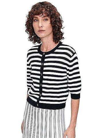 Veronika Maine Textured Stripe Cardigan Cardigan (view 1)