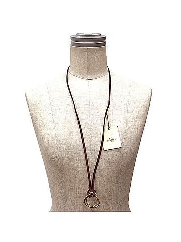 Hermès Hermes Lanieres Choker Necklace Bracelet Leather Cord 500329M-08 LANIERE POUR LOUPE COURROIE ROUGE H Box Calf (view 2)