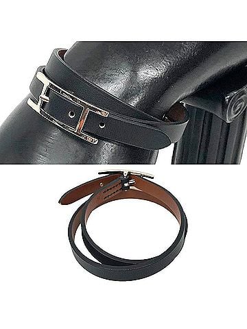 Hermès Hermes Api3 Leather Bracelet Choker, Size S, Black, Unisex (view 2)
