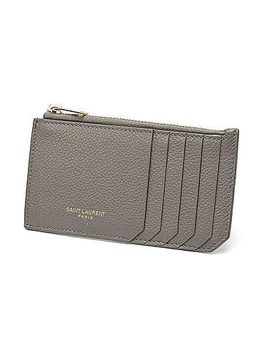 Saint Laurent Saint Laurent Fragment Card Case Coin Holder 631992 Leather Gray (view 1)