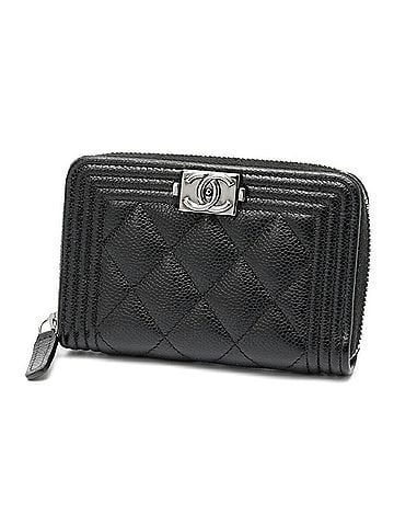 Chanel Chanel Boy Zip Coin Case Compact Wallet AP4018 Caviar Skin Black (view 1)