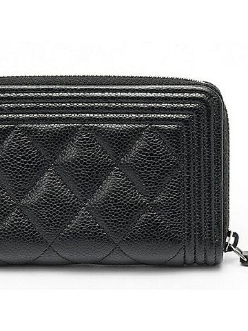 Chanel Chanel Boy Zip Coin Case Compact Wallet AP4018 Caviar Skin Black (view 2)
