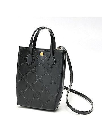 Gucci Gucci Super Mini Bag Shoulder 790133 GG Embossed Leather Black (view 1)