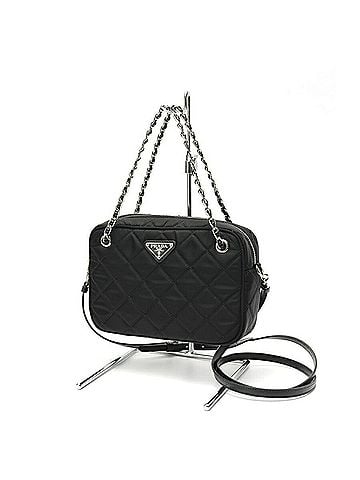 Prada Prada chain shoulder bag, model 1BH910, quilted nylon, black. (view 1)