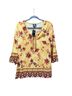 JM Collection Floral Yellow Burgundy Long Sleeve Blouse Size M (petite) - photo 1