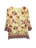JM Collection Floral Yellow Burgundy Long Sleeve Blouse Size M (petite) - photo 2