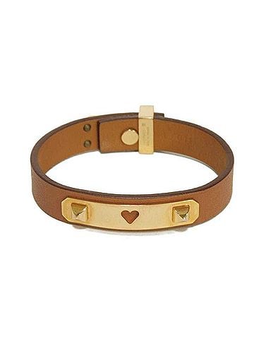 Hermès Hermes HERMES Bracelet As de Coeur T2 Ace Brown S Heart Studs Veau Swift Gold Z Stamp Women's (view 2)