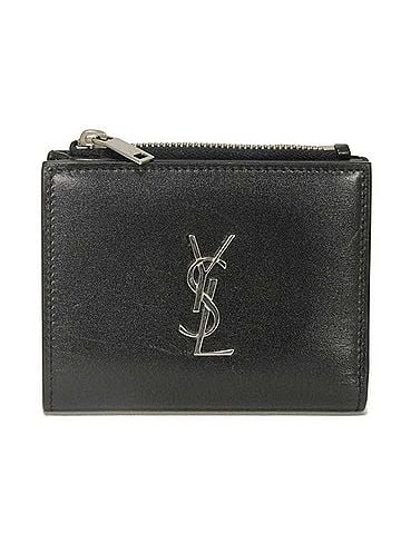 Yves Saint Laurent Yves Saint Laurent Saint Laurent Paris Cassandra Compact Bi-fold Wallet, Smooth Calfskin Monogram, YSL Black, 575726 0SX0E 1000, Men's & Women's (view 1)