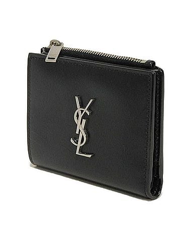 Yves Saint Laurent Yves Saint Laurent Saint Laurent Paris Cassandra Compact Bi-fold Wallet, Smooth Calfskin Monogram, YSL Black, 575726 0SX0E 1000, Men's & Women's (view 2)