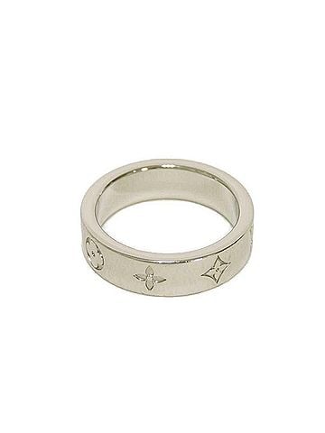 Louis Vuitton Louis Vuitton LOUIS VUITTON Ring, LV Mosaic Thin Flower L, Monogram Metal, Silver, M1180L, Men's (view 2)