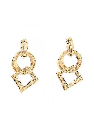 Yves Saint Laurent Yves Saint Laurent earrings, gold-plated jewelry, women's, gold tone. (view 2)