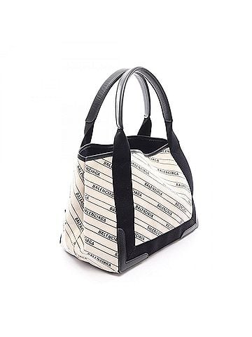 Balenciaga Balenciaga Navy Cabas S Tote Bag Handbag, Canvas and Leather, Women's, Ivory/Black, 339933 (view 2)