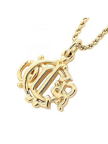 Christian Dior Christian Dior Dior Emblem Logo Necklace, Gold Plated (GP), Women's, Tone (view 1)