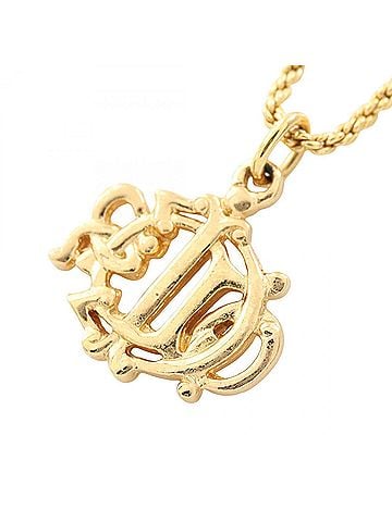 Christian Dior Christian Dior Dior Emblem Logo Necklace, Gold Plated (GP), Women's, Tone (view 2)