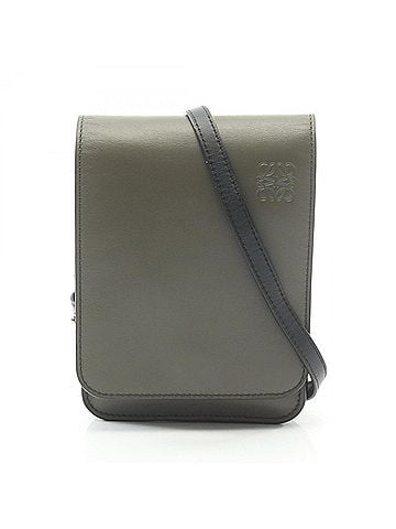 Loewe Loewe Gusset Flat Crossbody Bag, Shoulder Handbag, Leather, Men's, Khaki/Black (view 1)