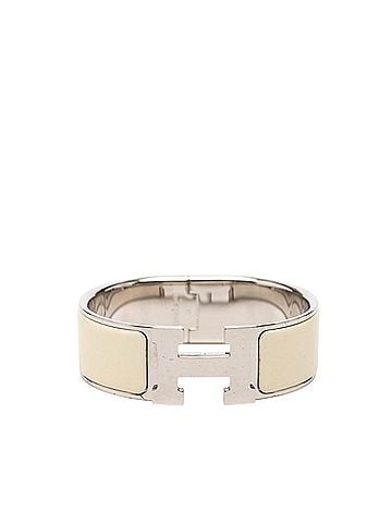 Hermès Hermes Clic Clac GM H Logo Enamel Bracelet Ivory Silver Metal Women's HERMES (view 1)