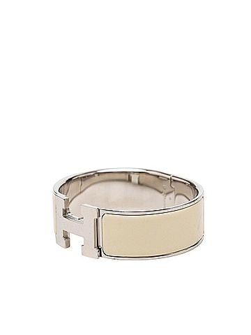 Hermès Hermes Clic Clac GM H Logo Enamel Bracelet Ivory Silver Metal Women's HERMES (view 2)