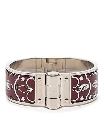 Hermès Hermes Charnière GM Enamel Bracelet Black Wine Red Silver Metal Women's HERMES (view 1)