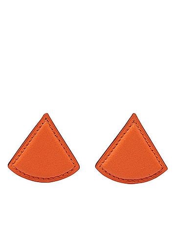 Hermès Hermes Triangle Earrings, Gold and Orange Plated Leather, Women's. (view 1)