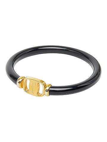 Salvatore Ferragamo Salvatore Ferragamo Vara Bangle, Gold and Black Plastic Plated, Women's. (view 1)