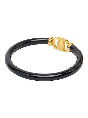 Salvatore Ferragamo Salvatore Ferragamo Vara Bangle, Gold and Black Plastic Plated, Women's. (view 2)
