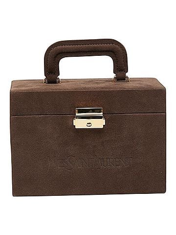Yves Saint Laurent Yves Saint Laurent Saint Laurent Logo Jewelry Box Set Vanity Bag Brown Suede Leather Women's SAINT LAURENT (view 1)
