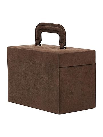 Yves Saint Laurent Yves Saint Laurent Saint Laurent Logo Jewelry Box Set Vanity Bag Brown Suede Leather Women's SAINT LAURENT (view 2)