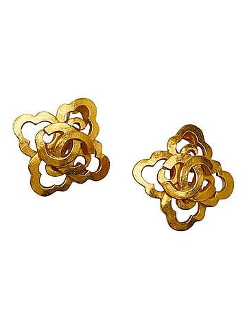 Chanel Chanel Vintage Coco Mark Earrings, Gold Plated, Women's CHANEL (view 1)