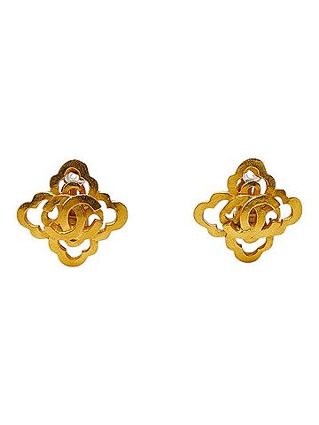 Chanel Chanel Vintage Coco Mark Earrings, Gold Plated, Women's CHANEL (view 2)