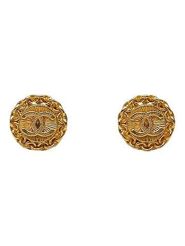 Chanel Chanel Coco Mark Vintage Earrings 96P Gold Plated Women's CHANEL (view 2)