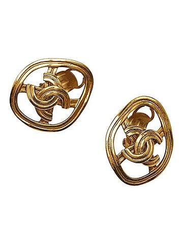 Chanel Chanel Coco Mark Vintage Earrings 96P Gold Plated Women's CHANEL (view 1)