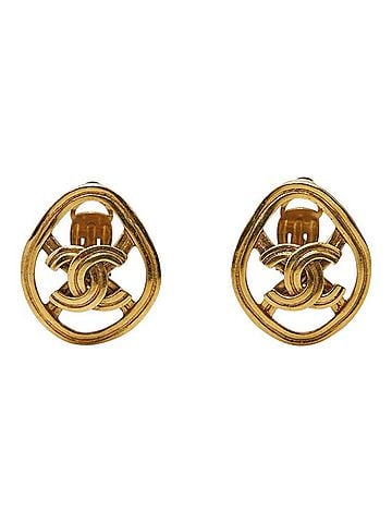 Chanel Chanel Coco Mark Vintage Earrings 96P Gold Plated Women's CHANEL (view 2)