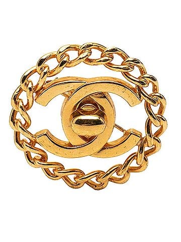 Chanel Chanel Coco Mark Vintage Turnlock Chain Brooch 97A Gold Plated Women's CHANEL (view 1)