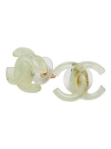 Chanel Chanel Coco Mark Earrings, Clear Green Tones, Gold Plated Plastic, Women's CHANEL (view 2)