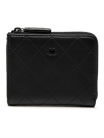 Chanel Chanel Coco Mark Matelassé Wallet/Coin Case Compact Wallet L-shaped Zipper AP3997 So Black Leather Women's CHANEL (view 1)