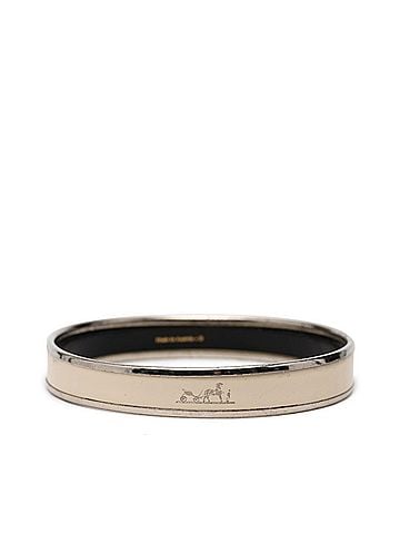 Hermès Hermes Email PM Bangle, Silver, Ivory Metal Enamel, Women's (view 1)
