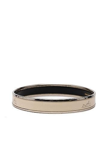 Hermès Hermes Email PM Bangle, Silver, Ivory Metal Enamel, Women's (view 2)