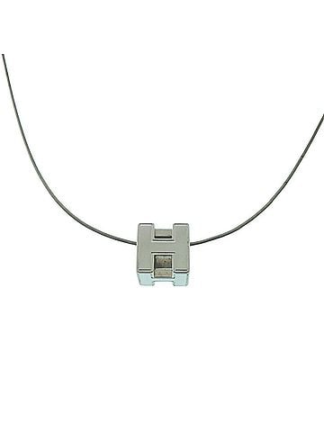 Hermès Excellent condition Hermes Cage d'H H-cube metal necklace, silver, 1480HERMES (view 1)