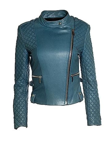 Barbara Bui Barbara Bui, Quilted leather jacket in blue (view 1)