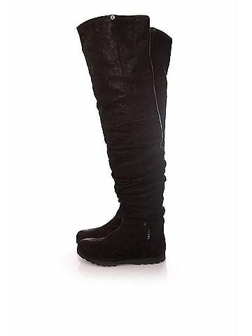 Prada Prada, black long leather wrinkle boots. (view 2)