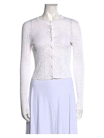 Rebecca Taylor Ivory Knit Scalloped Cardigan Cardigan (view 1)