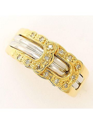 Unbranded PT900 Platinum 18K Yellow Gold Ring with 0.07ct Diamond, Total Weight 4.6g, Jewelry (view 1)